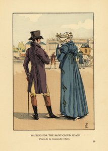 Koppel wachtend op de Saint-Cloud koets, Place de la Concorde door François Courboin