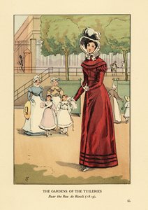 Vrouw wandelt in de Tuinen van de Tuilerieën, nabij de rue de Rivoli door François Courboin