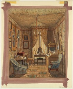 Tekening, Interieur van een kleedkamer met tentplafond, 1848