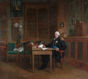 Koning Lodewijk XVIII in zijn studeerkamer in de Tuilerieën door François Gérard