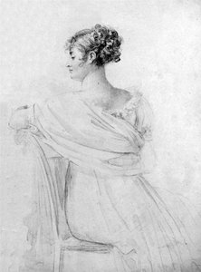 Portret van mevrouw Récamier, zwart krijt, aquarel gehoogd, door François Gérard. door François Gérard