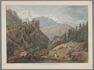 Gezicht op de vallei bij Chamonix door François Guillaume Lardy (possibly)