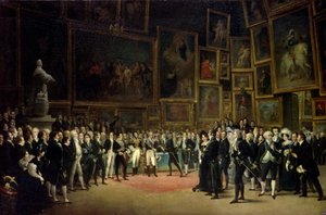 Karel X reikt prijzen uit aan de kunstenaars aan het einde van de tentoonstelling van 1824 door François Joseph Heim