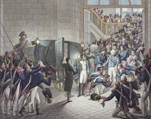 Vertrek van Lodewijk XVIII (1755-1824) koning van Frankrijk en Navarra, uit Les Tuileries, 19 maart 1815