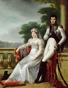 Jérôme Bonaparte en Catharina van Württemberg als Koning en Koningin van Westfalen door François Joseph Kinson
