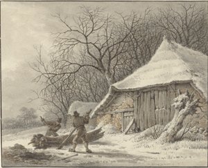 Winterlandschap met boerderij bij het Voorbroek te Terborg