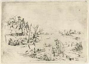 Winterlandschap met boerderijen