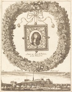 La veue du Pont Neuf; Louis XIV Roy de France et de Navarre door François Le Febvre