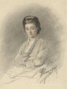 Zittende dame, de armen over elkaar geslagen door François Louis Français (signed by artist)