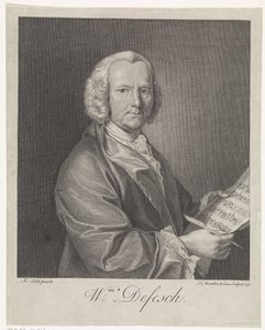Portret van de componist Willem de Fesch 1687-1761, 1751 door François Morellon de La Cave
