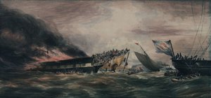 Brand van de Ocean Monarch, emigrantenschip, 24 aug 1848 door François Prince de Joinville D
