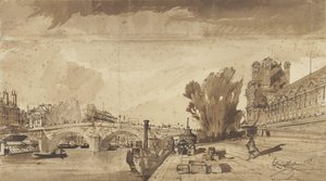 De Seine en de Pont Royal; rechts het pavillon de Flore en een vleugel van het Louvre