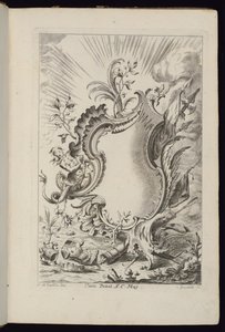 Cartouche met Draak, Livre de Cartouches à divers usages (Boek van Cartouches voor Verschillende Gebruiken) door François de Cuvilliés the Elder