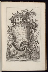 Cartouche met Palmboom, Livre de Cartouches Irréguliers (Boek van Onregelmatige Cartouches) door François de Cuvilliés the Elder