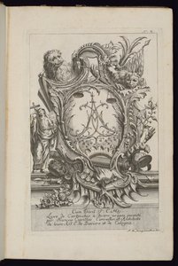 Cartouche met twee leeuwen en een cijfer, Livre de Cartouches à divers usages (Boek van cartouches voor verschillende toepassingen)