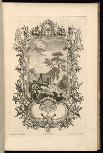 Ontwerp voor cartouche met grote en kleine compartimenten door François de Cuvilliés the Elder