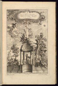 Ontwerp voor panelen met Tempietto met Minerva, gekroond door een obelisk en overwinning