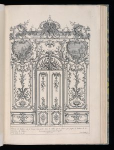 Muur met dubbele deur, Livre de Lambris (Boek van Lambrisering) door François de Cuvilliés the Elder
