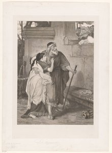 Blinde Oedipus geleid door Antigone door François de Meersman (signed by artist)