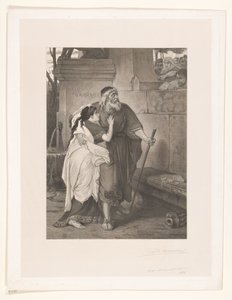 Blinde Oedipus geleid door Antigone door François de Meersman (signed by artist)