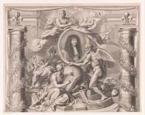 Allegorisch portret van Lodewijk XIV (bovenste deel) door François de Poilly (I)