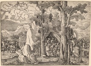Sint Johannes de Doper predikend door Frans Crabbe van Espleghem