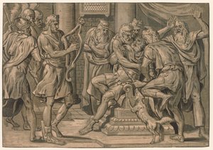 David speelt harp voor Saul, 1555 door Frans Floris