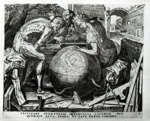 Geometrie, gegraveerd door Hieronymus Cock