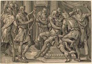 David Speelt de Harp voor Saul door Frans Floris I