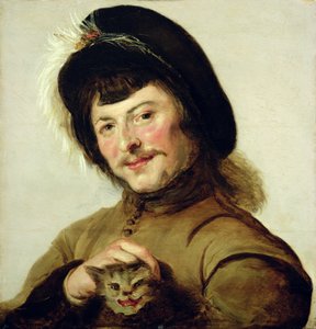 Een jonge man met een kat