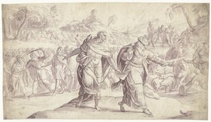 Jozua laat de vijf koningen van de Ammonieten terechtstellen (Historie van Jozua)