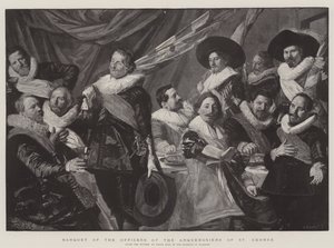 Banket van de Officieren van de Arquebusiers van St. George door Frans Hals