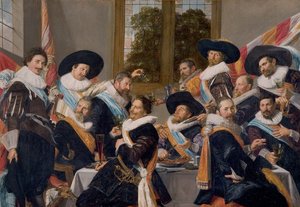 Banket van de officieren van de burgerwacht van Calivermen door Frans Hals