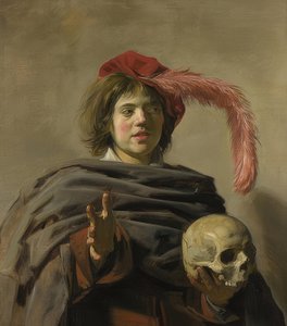 Portret van een jonge man met doodshoofd (Vanitas) door Frans Hals