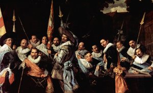 Vergadering van de officieren en sergeanten van de burgerwacht van Calivermen door Frans Hals