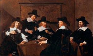 De regenten van het Hospice Sint Elizabeth van Haarlem. Schilderij door Frans Hals (ca. 1580-1666) 1641. Haarlem, Frans Hals Museum, Nederland door Frans Hals