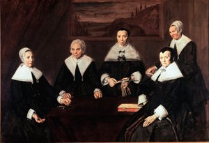 De regenten van het Oudenmannenhuis van Haarlem Schilderij door Frans Hals 1664 door Frans Hals