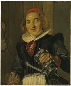 Jonge vrouw met een glas en een kruik