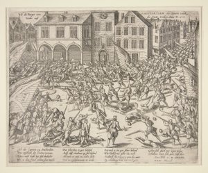 Hoe de burgers van Amsterdam de troepen uit de stad verdreven door Frans Hogenberg