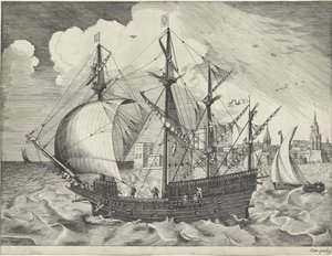 Viermaster verlaat de haven door Frans Huys