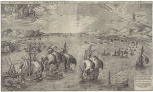 Zeeslag in de Straat van Messina door Frans Huys
