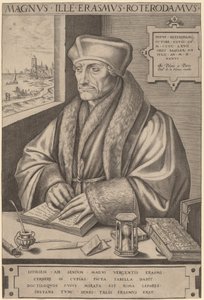 Erasmus van Rotterdam door Frans Huys after Hans Holbein the Younger