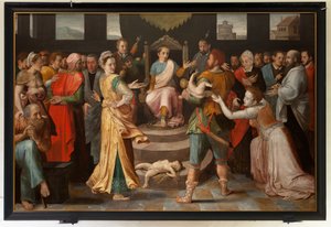 Het oordeel van Salomo (Le jugement de Salomon). François Pourbus de Oudere. 16e eeuw door Frans I Pourbus