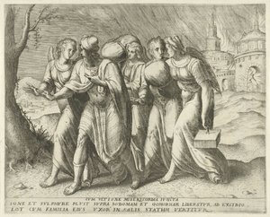 Lot verlaat Sodom door Frans Menton