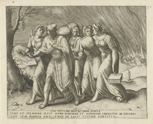 Lot verlaat Sodom door Frans Menton