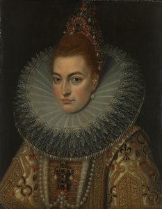 Portret van Aartshertogin Isabella Clara Eugenia (1566-1633), Infante van Spanje door Frans Pourbus (II) (workshop of)
