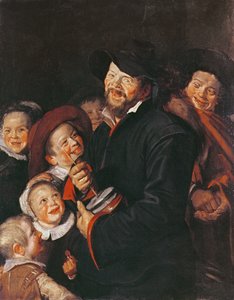 Man Vermaakt Kinderen met een Rummel door Frans School of Hals