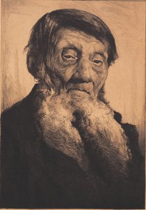 Oude Man met Gespleten, Wit Baard