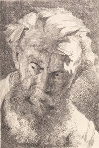 Oude man met baard die opzij kijkt door Frans Schwartz