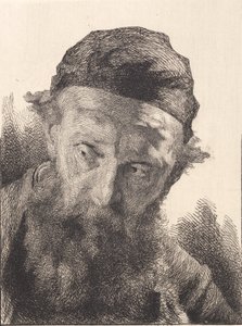 Oude man met baard en zwarte kalot